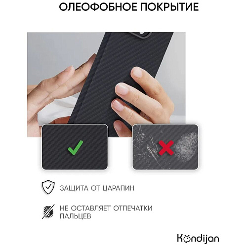 Чехол для Apple iPhone 16 Plus Kondijan Carbon MagSafe Matte черный