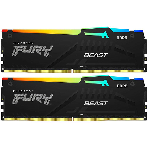 Модуль памяти DIMM 64Gb 2х32Gb DDR5 PC44800 5600MHz Kingston Fury Beast RGB Black (KF556C40BBAK2/64)