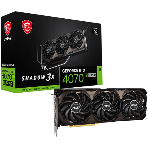 Видеокарта MSI GeForce RTX 4070 Ti Super 16384Mb, Shadow 3X 16G (RTX 4070 Ti Super 16G Shadow 3X ) 1xHDMI, 3xDP, Ret