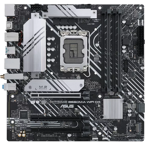 Материнская плата ASUS Prime B660M-A WiFi D4 B660 Socket-1700 4xDDR4, 4xSATA3, RAID, 2xM.2, 3xPCI-E16x, 2xUSB3.2, DP, 2xHDMI, WiFi, Glan, mATX