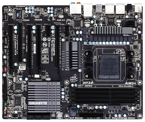 Материнская плата Gigabyte GA-990FXA-UD3 Soc-AM3+ AMD 990FX 4xDDR3, Raid, 4xUSB 3.0, 6xSATA 6Gb/s, 2xIEEE1394a, 2xeSATA, 4xPCI-E 16x, GLAN ATX Ret  УЦЕНКА
