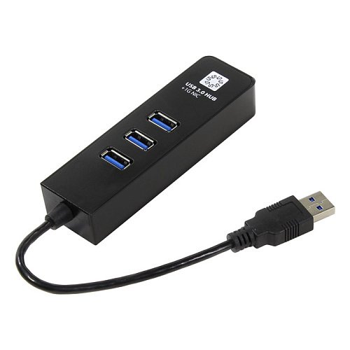 3-port USB3.0 Hub 5bites UA3-45-04BK Черный +LAN