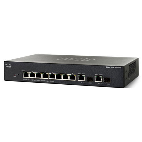 Коммутатор Cisco SG300-10 управляемый 8xGbLAN, 2 combo SFP/GbLAN, 19" (SRW2008-K9)