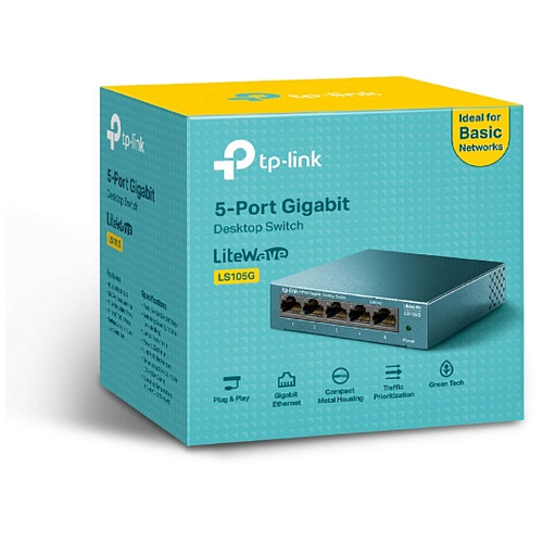 Коммутатор TP-LINK LS105G неуправляемый 5 портов 10/100/1000Мбит/с