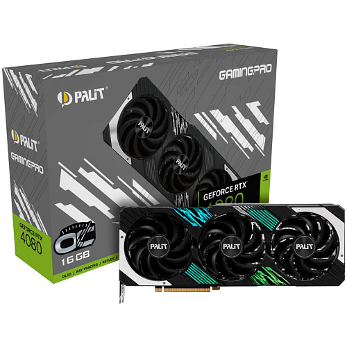 Видеокарта Palit GeForce RTX 4080 16384Mb, GamingPro 16 Gb (NED4080019T2-1032A) 1xHDMI, 3xDP, Ret