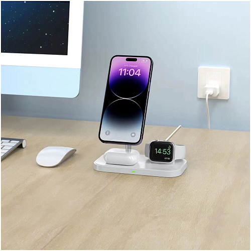 Беспроводная зарядная панель 3 в 1 Для IPhone, Apple Watch, Airpods TFN MAgTrio 22.5W White