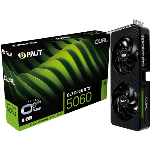Видеокарта Palit GeForce RTX 5060 8192Mb, Dual OC 8 Gb (NE75060S19P1-GB2063D) 1xHDMI, 3xDP, Ret