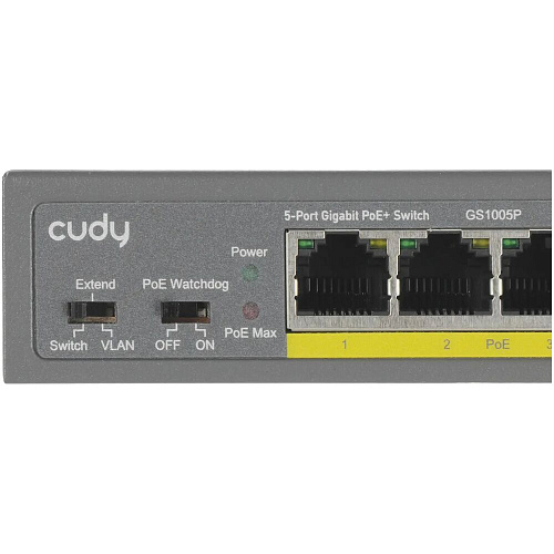 Коммутатор Cudy GS1005P (L2) неуправляемый 5 портов 10/100/1000Мбит/с, 5хPoE 60W