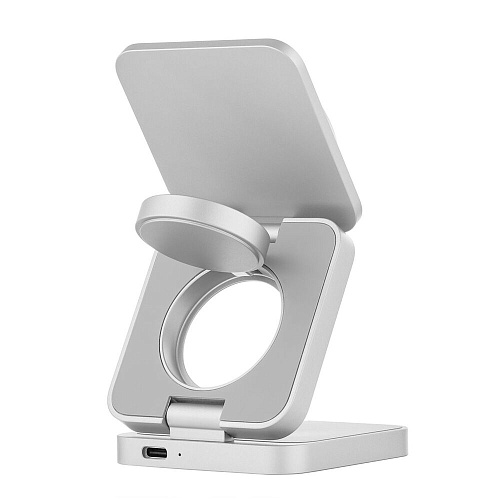 Беспроводная зарядная панель 3 в 1 Для IPhone, Apple Watch, Airpods uBear Balance Ultra Qi2.2 35W Silver