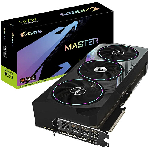 Видеокарта Gigabyte GeForce RTX 4080 16384Mb, AORUS Master 16 Gb (GV-N4080AORUS M-16GD) 1xHDMI, 3xDP, Ret