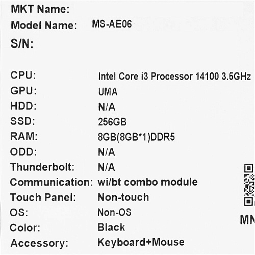 Моноблок MSI Pro AP272P 14M-619XRU 27" FullHD Core i3 14100/8Gb/256Gb SSD/Kb+m/DOS Black