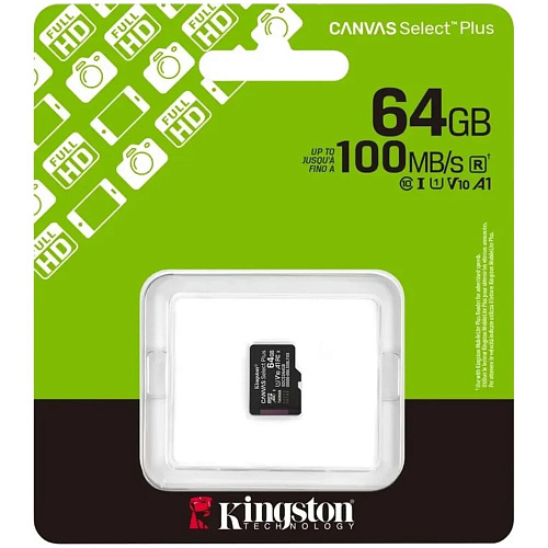 Карта памяти Micro SecureDigital 64Gb Kingston Canvas Select Plus (SDCS3/64GBSP)