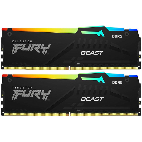 Модуль памяти DIMM 64Gb 2х32Gb DDR5 PC44800 5600MHz Kingston Fury Beast RGB Black (KF556C40BB2AK2-64)