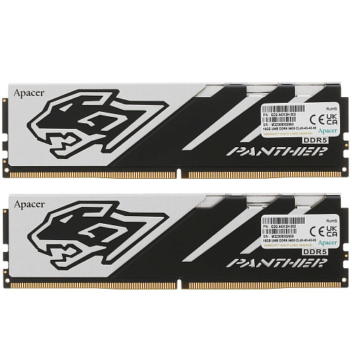 Модуль памяти DIMM 32Gb 2х16Gb DDR5 PC44800 5600MHz Apacer Panther Gaming Grey (AH5U32G56C5227BAA-2)