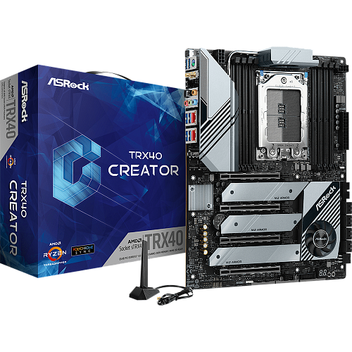 Материнская плата ASRock TRX40 Creator sTR4X AMD TRX40 8xDDR4, 8xSATA3, Raid, 3xM.2, 4xPCI-E16x, 6xUSB 3.1, 1xUSB3.1 Type C, Wi-Fi, 2xGLAN, eATX Ret