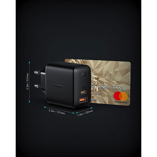 Сетевое зарядное устройство Aukey Omnia Mix PD PA-B3 65W USB+USB-C, черное