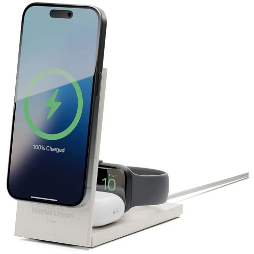 Беспроводная зарядная панель 3 в 1 Для IPhone, Apple Watch, Airpods Native Union Rise 3-in-1 25W Sandstone