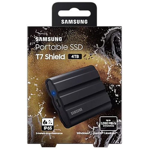 Внешний SSD-накопитель 4Tb Samsung T7 Shield MU-PE4T0S/WW (SSD) USB 3.2 Type C Черный УЦЕНКА