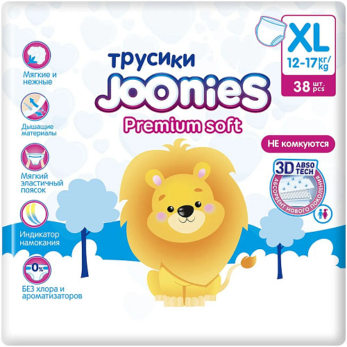 Joonies Трусики Premium Soft, XL (12-17 кг.), 38 шт., 2 упаковки