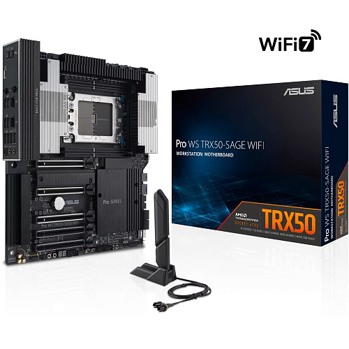 Материнская плата ASUS Pro WS TRX50-Sage WiFi TRX50 CEB 4xDDR5 5xPCIEx16 3xM.2 1xUSB-C 2.5+10GLAN