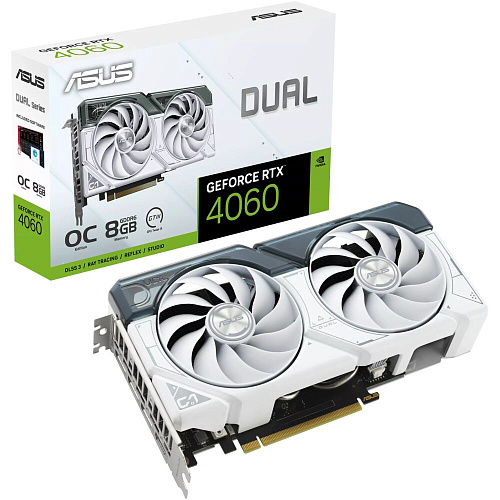 Видеокарта ASUS GeForce RTX 4060 8192Mb, Dual OC 8G White (Dual-RTX4060-O8G-White) 1xHDMI, 3xDP, Ret
