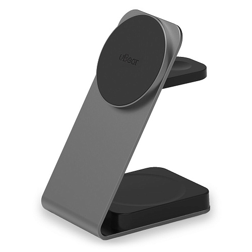 Беспроводная зарядная панель 3 в 1 Для IPhone, Apple Watch, Airpods uBear Level Pro 25W Grey УЦЕНКА