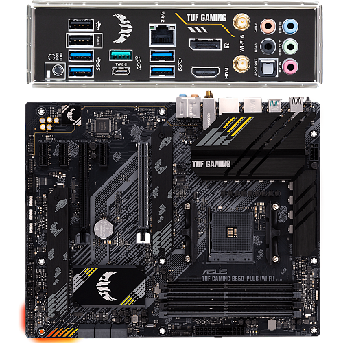 Материнская плата ASUS TUF Gaming B550-Plus (Wi-Fi) B550 Socket AM4 4xDDR4, 6xSATA3, RAID, 2xM.2, 2xPCI-E16x, 5xUSB3.2, 1xUSB3.2 Type C, DP, HDMI, Wi-Fi, 2.5Glan, ATX