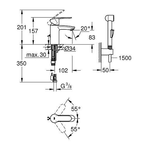 Смеситель для раковины Grohe Eurostyle Cosmopolitan 23549000