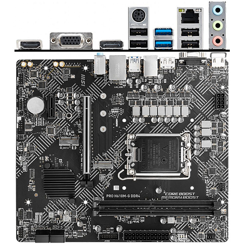 Материнская плата MSI Pro H610M-G DDR4 H610 Socket-1700 2xDDR4, 4xSATA3, 1xM.2, 1xPCI-E16x, 2xUSB3.2, D-Sub, DP, HDMI, Glan, mATX