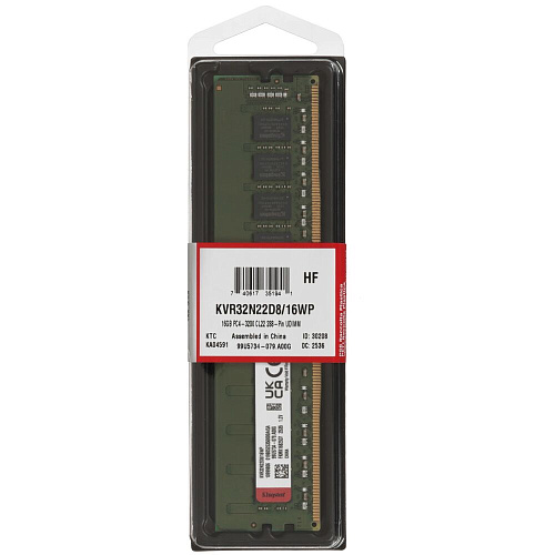 Модуль памяти DIMM 16Gb DDR4 PC25600 3200MHz Kingston (KVR32N22D8/16WP)
