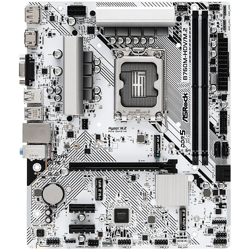 Материнская плата ASRock B760M-HDV/M.2 B760 Socket-1700 2xDDR5, 4xSATA3, RAID, 2xM.2, 1xPCI-E16x, 3xUSB3.2, 1xUSB3.2 Type C, D-Sub, DP, HDMI, 2.5Glan, mATX