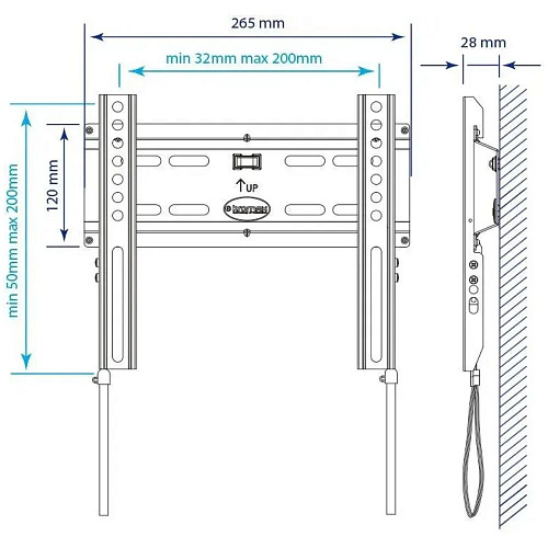 Кронштейн фиксированный Kromax FLAT-5 new 15-47' до 35кг Vesa до 200x200 черный