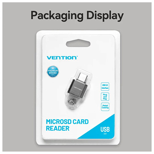 Card Reader Vention CLMH0 USB Type C MicroSD Серый
