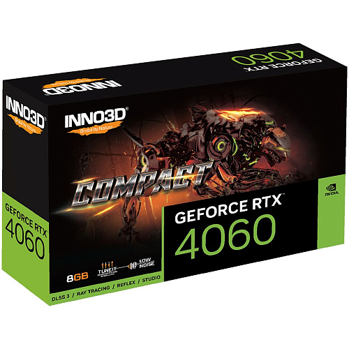 Видеокарта Inno3D GeForce RTX 4060 8192Mb, Compact 8G (N40601-08D6-173050N) 1xHDMI, 3xDP, Ret