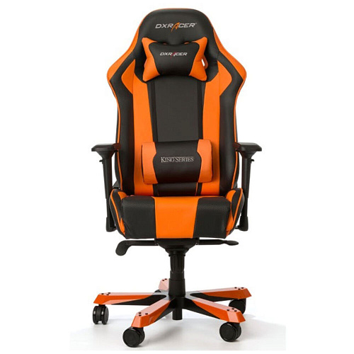 Кресло для геймера DXRacer King чёрно-оранжевое (OH/KS06/NO, экокожа, регулируемый угол наклона)