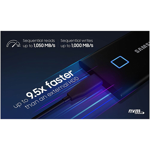 Внешний SSD-накопитель 1Tb Samsung T7 Touch MU-PC1T0K/WW (SSD) USB 3.2 Type C Черный УЦЕНКА