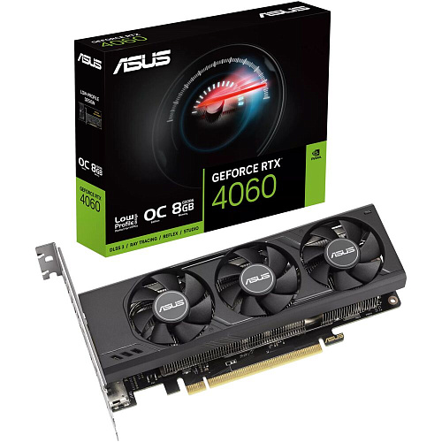 Видеокарта ASUS GeForce RTX 4060 8192Mb, Low Profile OC Edition 8G (RTX4060-O8G-LP-BRK) 2xHDMI, 2xDP, Ret