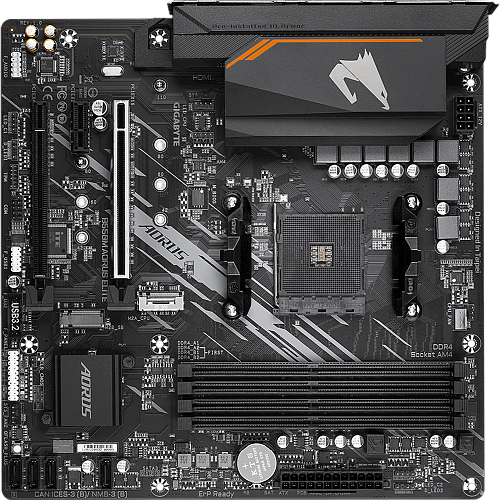 Материнская плата Gigabyte B550M AORUS Elite Socket-AM4 AMD B550 4xDDR4, 4xSATA3, RAID, 2xM.2, 2xPCI-E16x, 4xUSB3.2, DVI-D, HDMI, Glan, mATX Ret УЦЕНКА