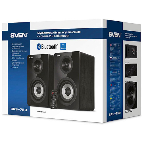 2.0 Колонки SVEN SPS-750 2*25W Bluetooth Black