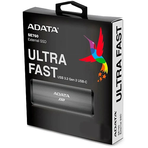 Внешний SSD-накопитель 2Tb A-DATA SE760 ASE760-2TU32G2-CBK (SSD) USB 3.1 Type C черный