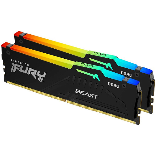 Модуль памяти DIMM 64Gb 2х32Gb DDR5 PC44800 5600MHz Kingston Fury Beast RGB Black (KF556C40BBAK2/64)