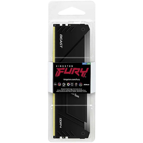 Модуль памяти DIMM 16Gb DDR4 PC25600 3200MHz Kingston Fury Beast RGB Black (KF432C16BB12A/16)