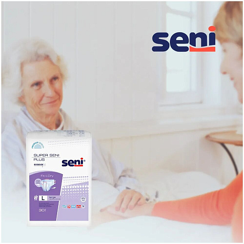 Seni Подгузники для взрослых Super Plus, 100-150 см., L (30 шт.) УЦЕНКА
