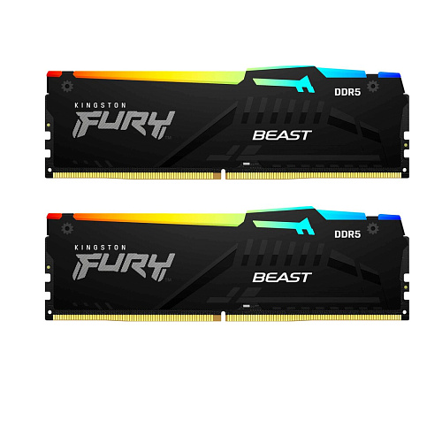 Модуль памяти DIMM 32Gb 2х16Gb DDR5 PC41600 5200MHz Kingston Fury Beast RGB Black (KF552C40BBAK2-32)