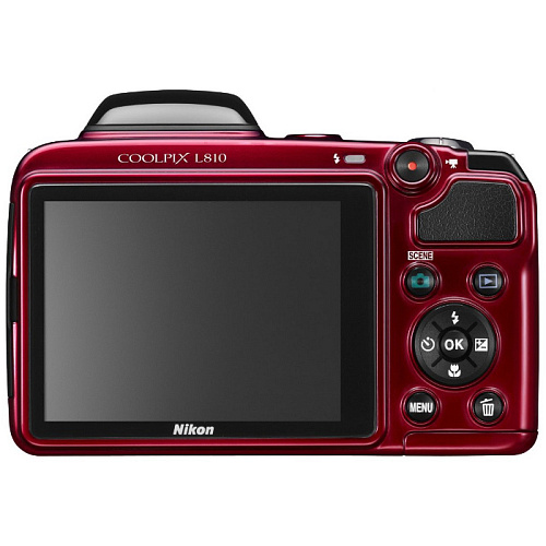 Компактная фотокамера Nikon Coolpix L810 Red  (16Mpx, 26x zoom, 3"LCD, SD/SDHC)