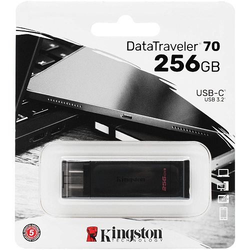 USB Flash накопитель 256GB Kingston DataTraveler 70 (DT70/256GB) USB Type C Черный