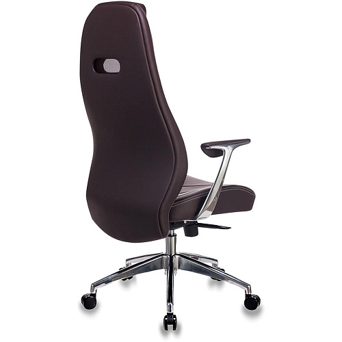 Кресло руководителя Бюрократ _ZEN/BROWN коричневый кожа крестовина алюминий