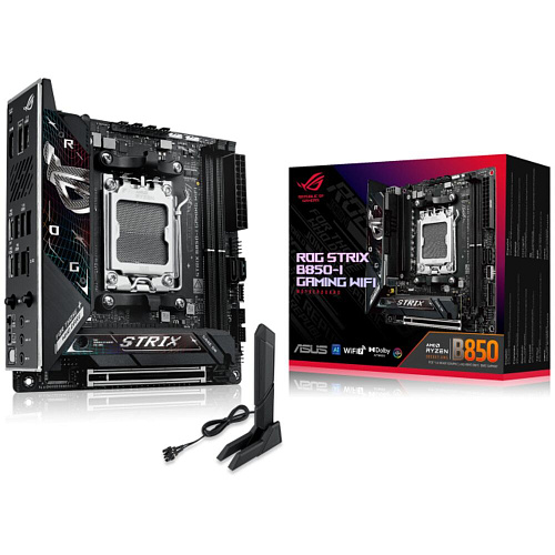Материнская плата ASUS ROG Strix B850-I Gaming WiFi B850 Socket AM5 2xDDR5, 2xSATA3, RAID, 2xM.2, 1xPCI-E16x, 4xUSB3.2, 2xUSB3.2 Type C, HDMI, Wi-Fi, 2.5Glan, mini-ITX