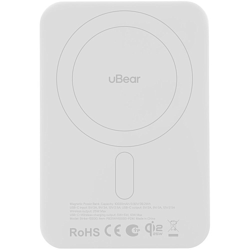 Внешний аккумулятор uBear Strike Magnetic Power bank MagSafe 10000mAh PD30W Qi2.2 White
