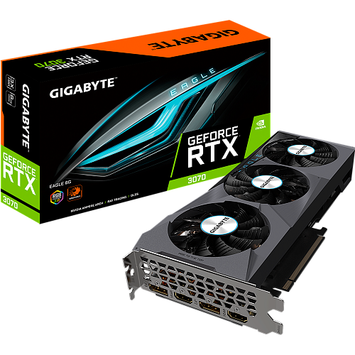 Видеокарта Gigabyte GeForce RTX 3070 8192Mb, Eagle 8G (GV-N3070EAGLE-8GD LHR) 2xHDMI, 2xDP, Ret